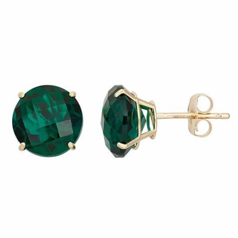 * Designs By Gioelli Lab-Created Emerald 10K Gold Stud Earrings | Jewelry