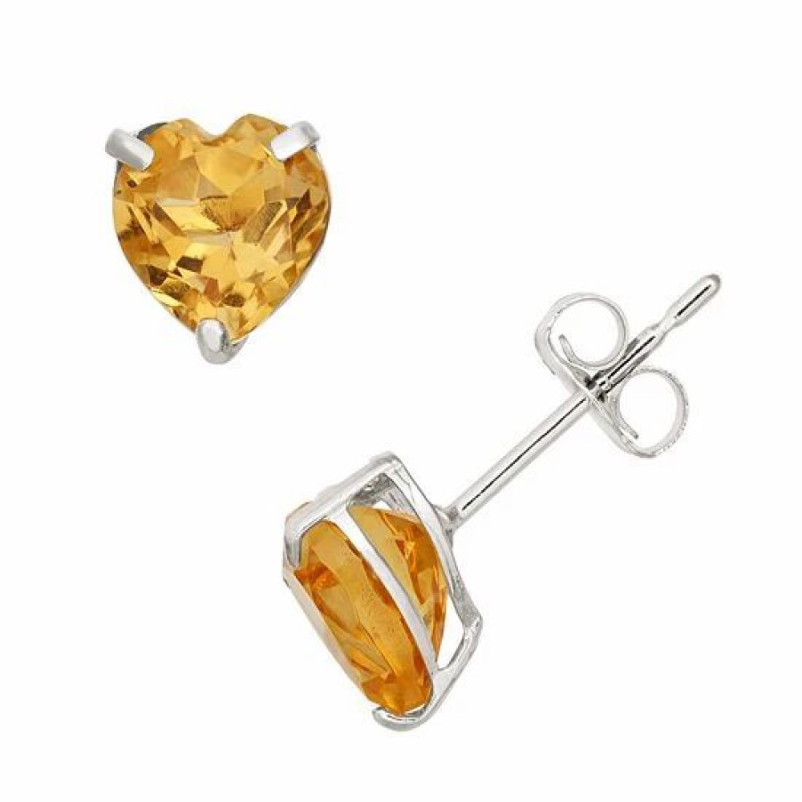 * Designs By Gioelli Citrine 10K White Gold Heart Stud Earrings | Jewelry