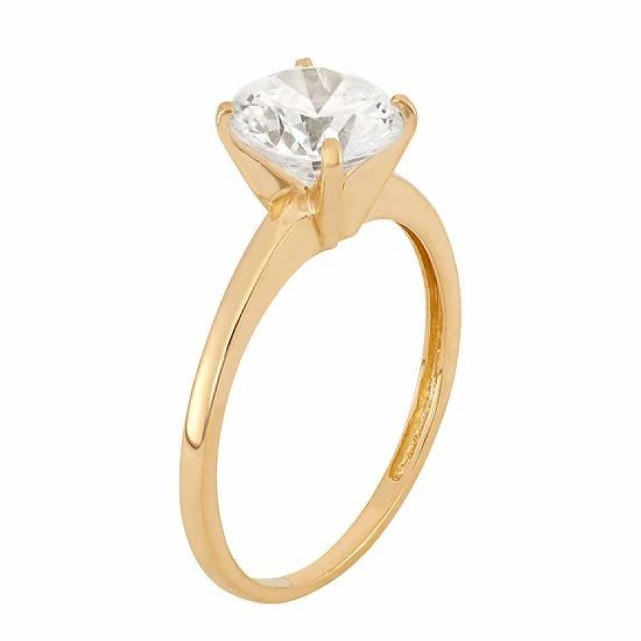 * Designs By Gioelli 14K Gold 8Mm Cubic Zirconia Solitaire Ring | Jewelry