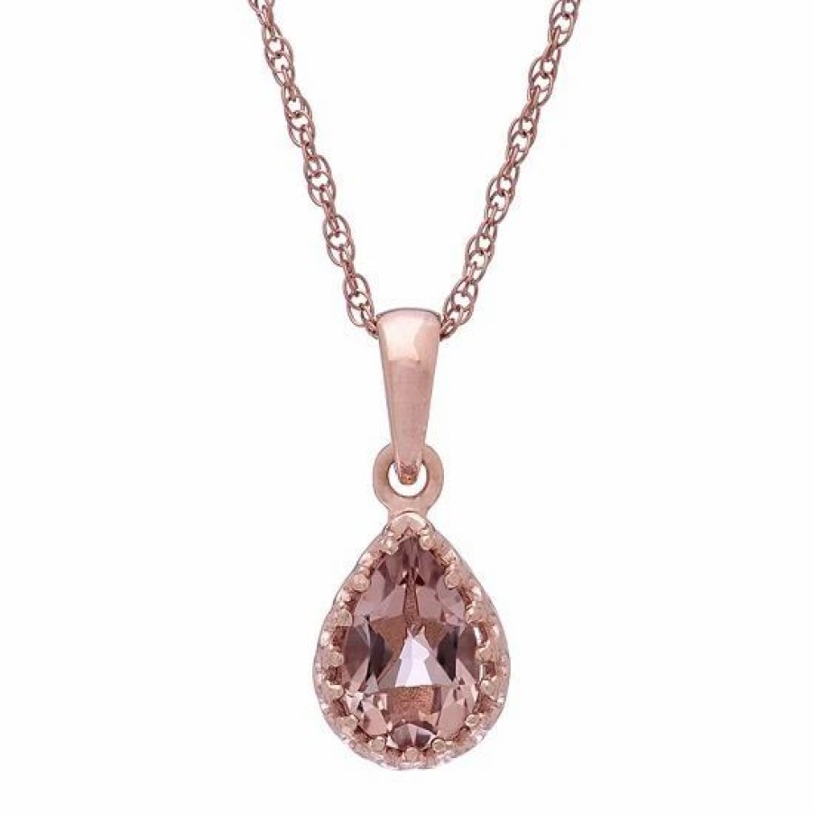 * Designs By Gioelli 14K Rose Gold Over Silver Simulated Morganite Teardrop Pendant | Jewelry