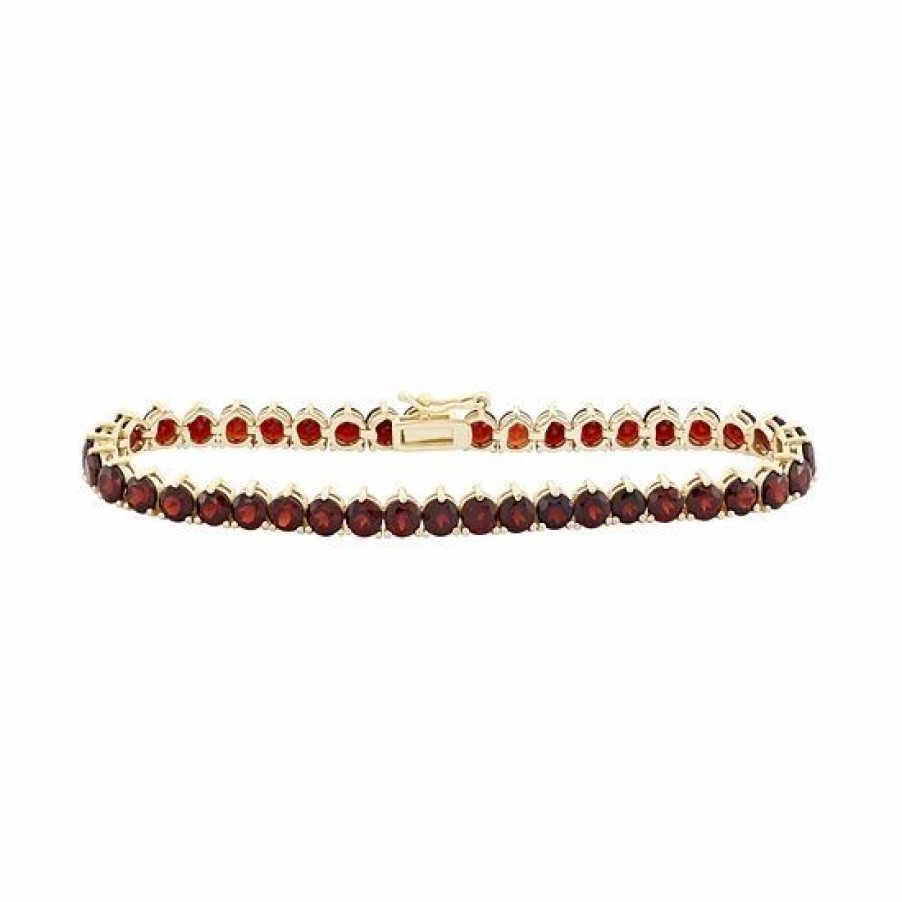 * Designs By Gioelli 14K Gold Over Silver Garnet Tennis Bracelet | Jewelry