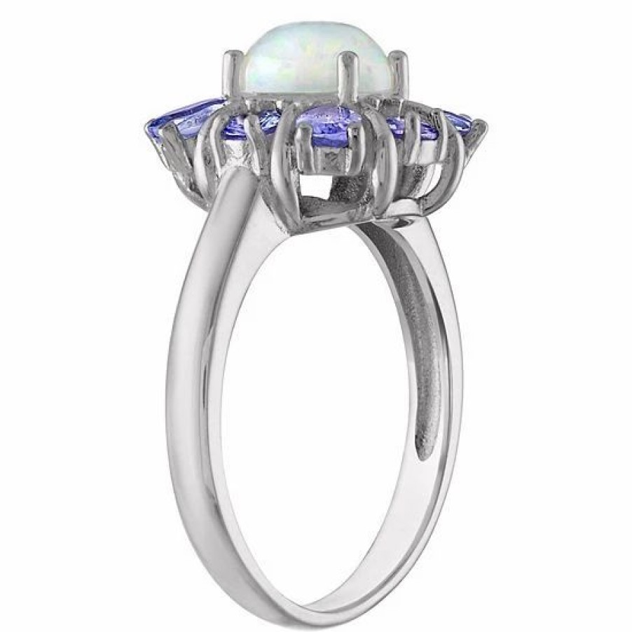 * Designs By Gioelli Sterling Silver White Opal & Tanzanite Flower Ring | Jewelry