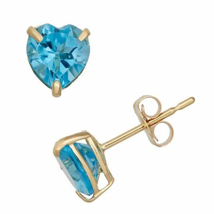 * Designs By Gioelli Swiss Blue Topaz 10K Gold Heart Stud Earrings | Jewelry