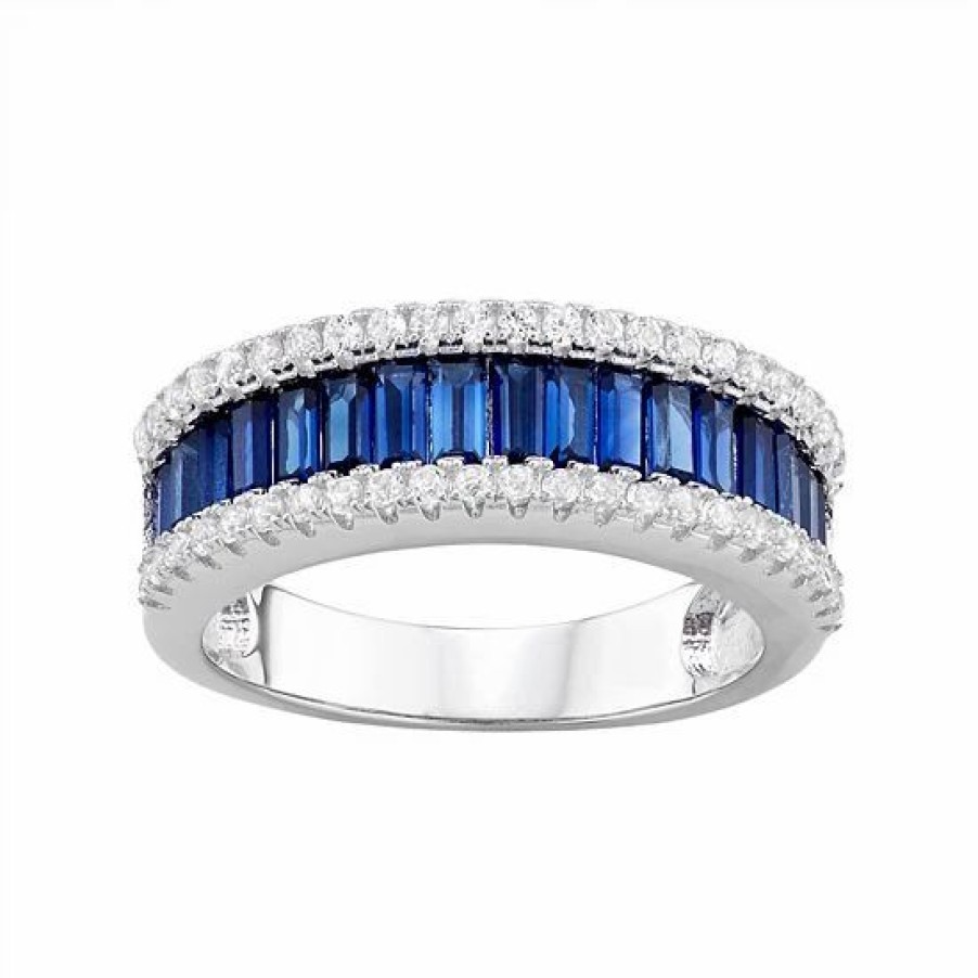 * Designs By Gioelli Sterling Silver Lab-Created Blue & White Sapphire Multi Row Ring | Jewelry