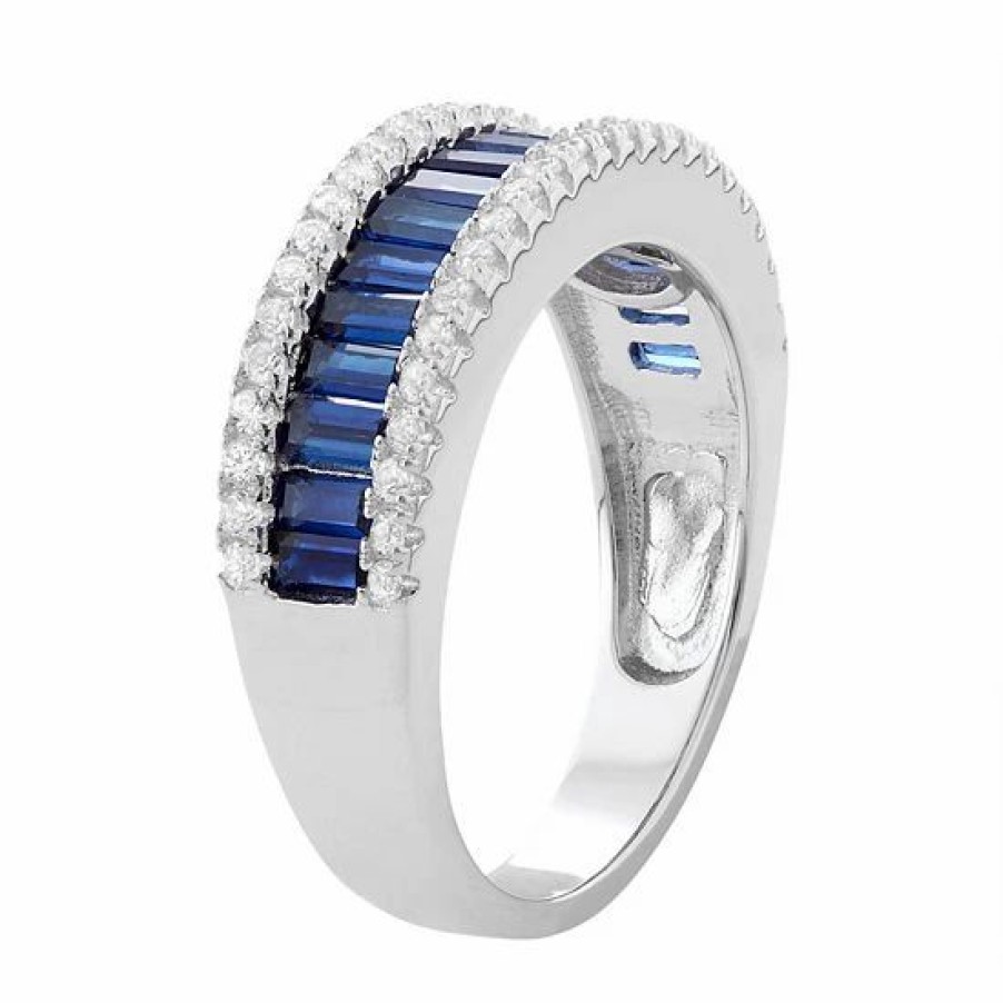 * Designs By Gioelli Sterling Silver Lab-Created Blue & White Sapphire Multi Row Ring | Jewelry