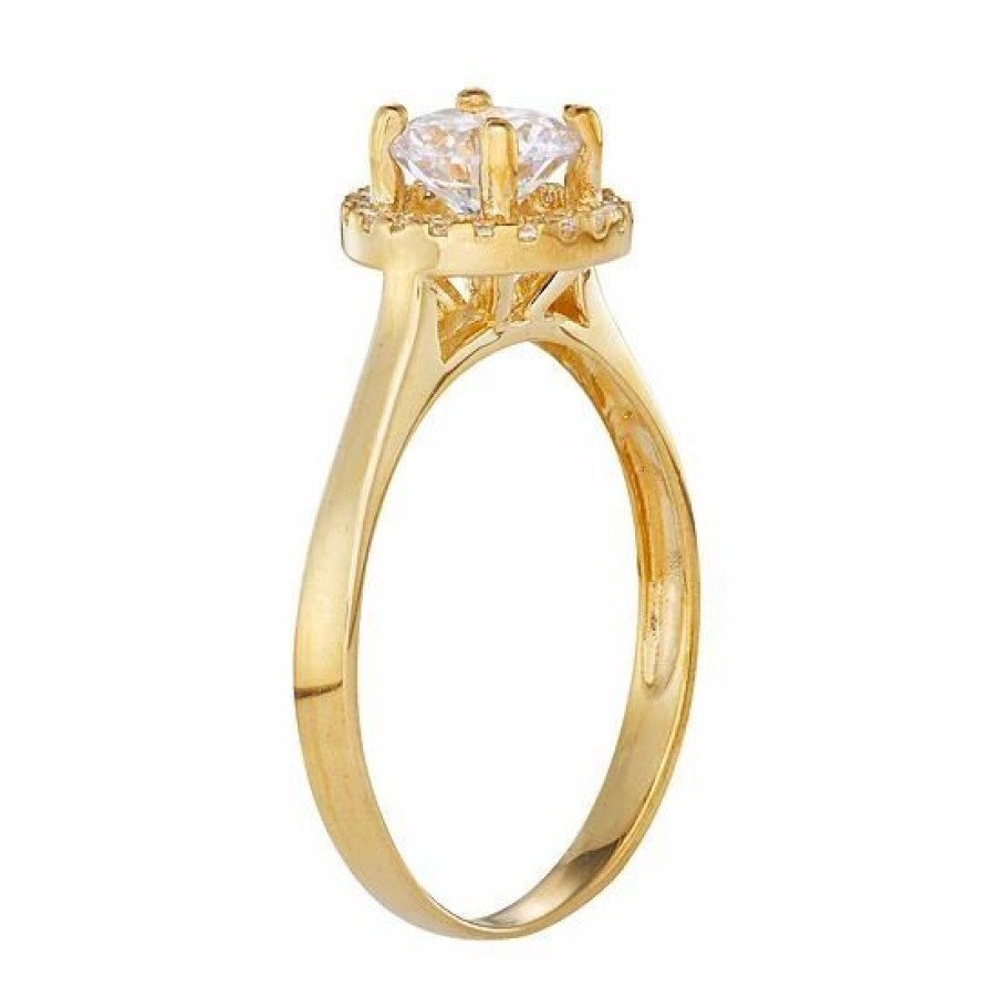 * Designs By Gioelli 10K Gold Cubic Zirconia Halo Ring | Jewelry