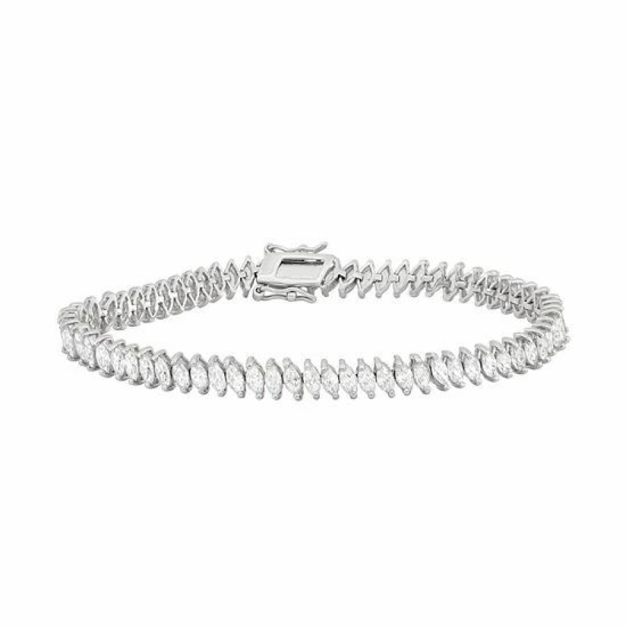 * Designs By Gioelli Sterling Silver Lab-Created White Sapphire Marquise Tennis Bracelet | Jewelry