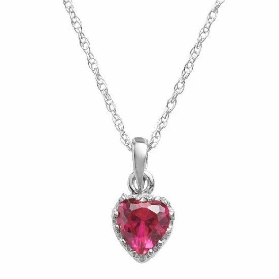 * Designs By Gioelli Sterling Silver Lab-Created Ruby Heart Crown Pendant | Jewelry