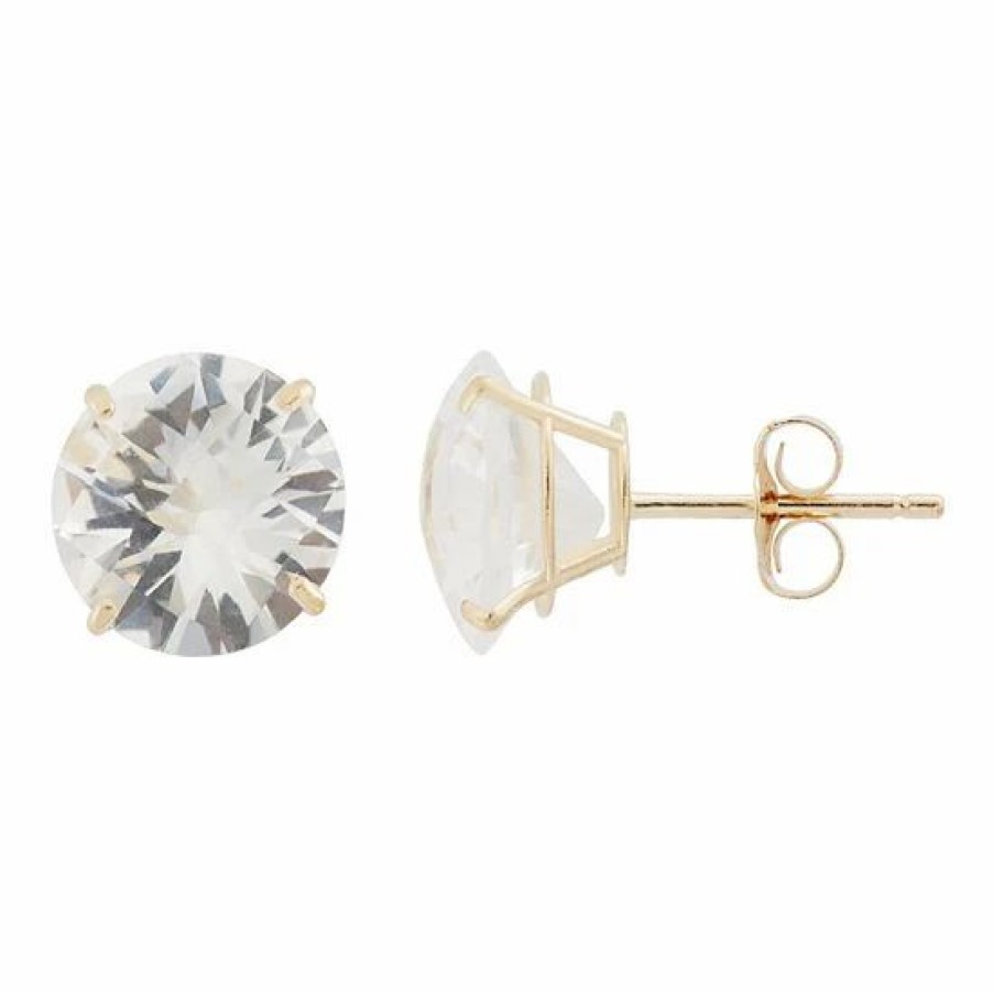 * Designs By Gioelli Lab-Created White Sapphire 10K Gold Stud Earrings | Jewelry