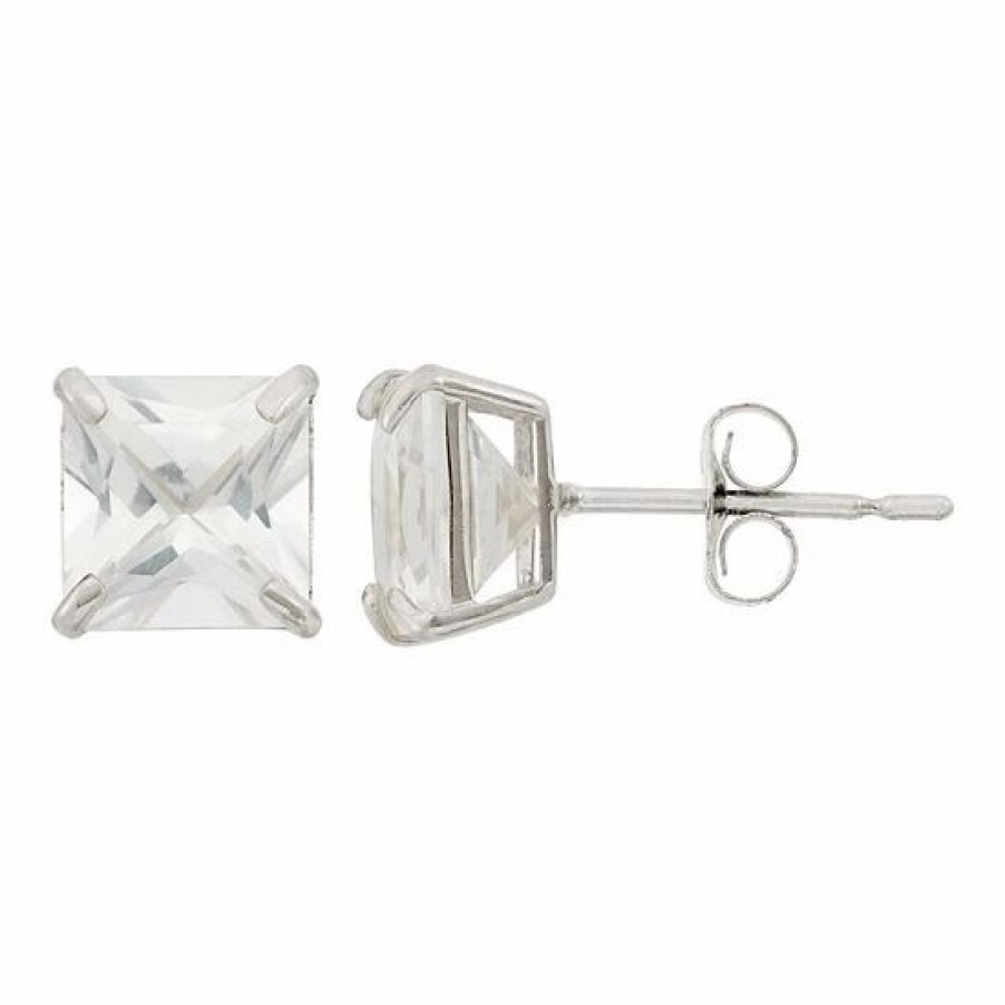 * Designs By Gioelli Lab-Created White Sapphire 10K White Gold Stud Earrings | Jewelry