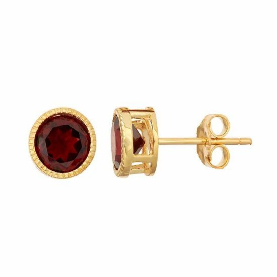 * Designs By Gioelli 14K Gold Over Silver Garnet Stud Earrings | Jewelry