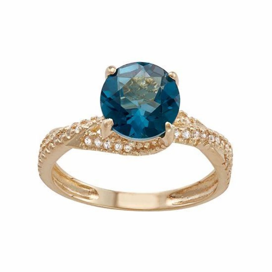 * Designs By Gioelli 10K Gold London Blue Topaz & Lab-Created White Sapphire Crisscross Ring | Jewelry