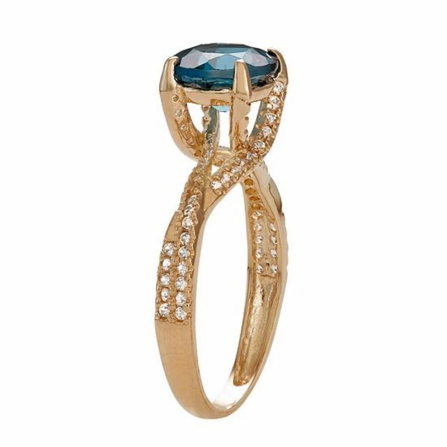 * Designs By Gioelli 10K Gold London Blue Topaz & Lab-Created White Sapphire Crisscross Ring | Jewelry