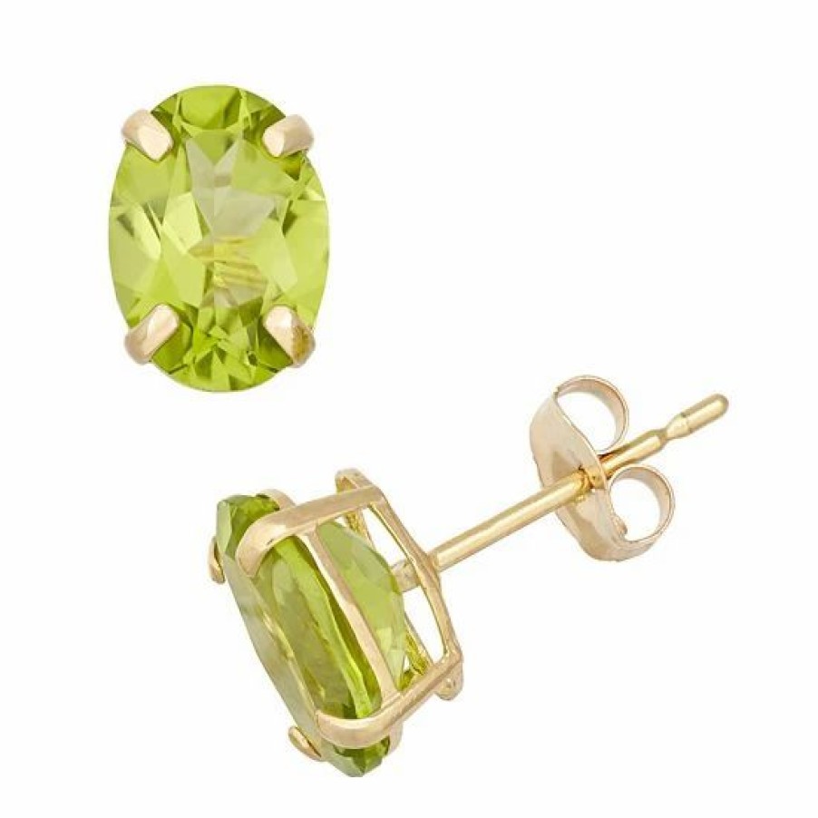 * Designs By Gioelli Peridot 10K Gold Oval Stud Earrings | Jewelry