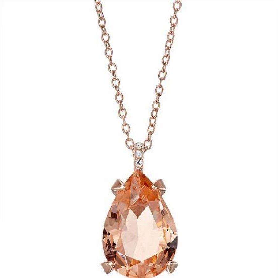 * Designs By Gioelli 14K Rose Gold Over Silver Simulated Morganite Teardrop Pendant Necklace | Jewelry