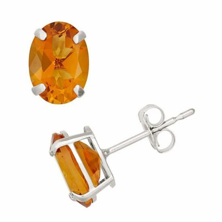 * Designs By Gioelli Citrine 10K White Gold Oval Stud Earrings | Jewelry