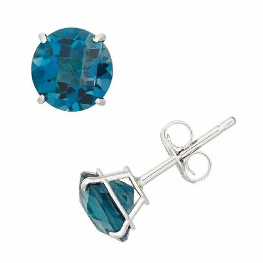 * Designs By Gioelli London Blue Topaz 10K White Gold Stud Earrings | Jewelry