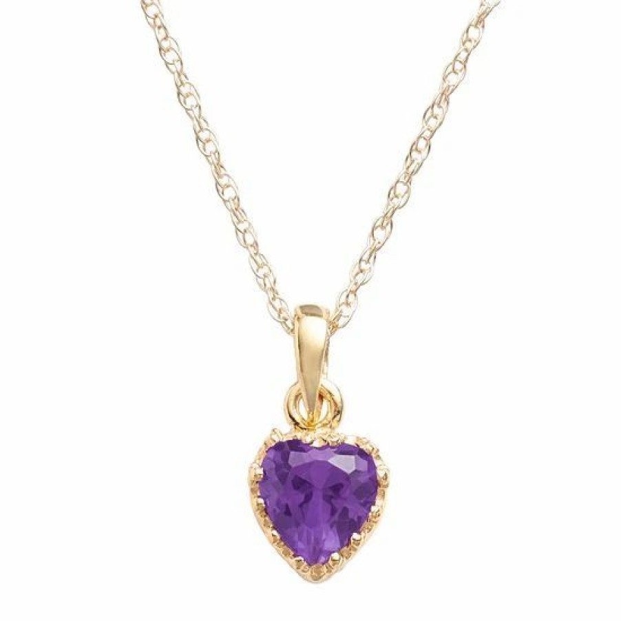 * Designs By Gioelli 14K Gold Over Silver Amethyst Heart Crown Pendant | Jewelry