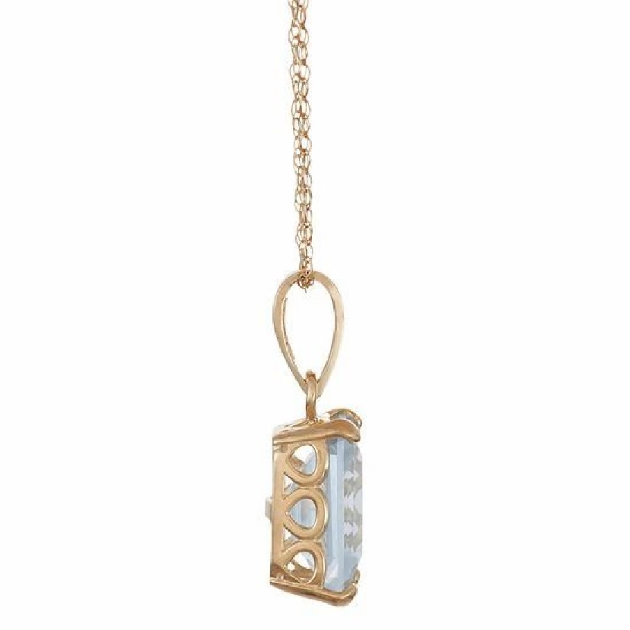 * Designs By Gioelli 10K Gold Lab-Created Aquamarine Rectangle Pendant Necklace | Jewelry