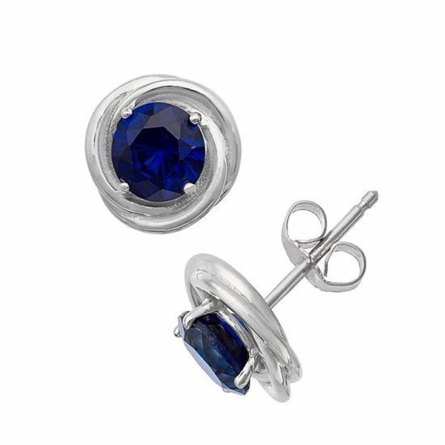 * Designs By Gioelli Sterling Silver Lab-Created Sapphire Swirl Stud Earrings | Jewelry