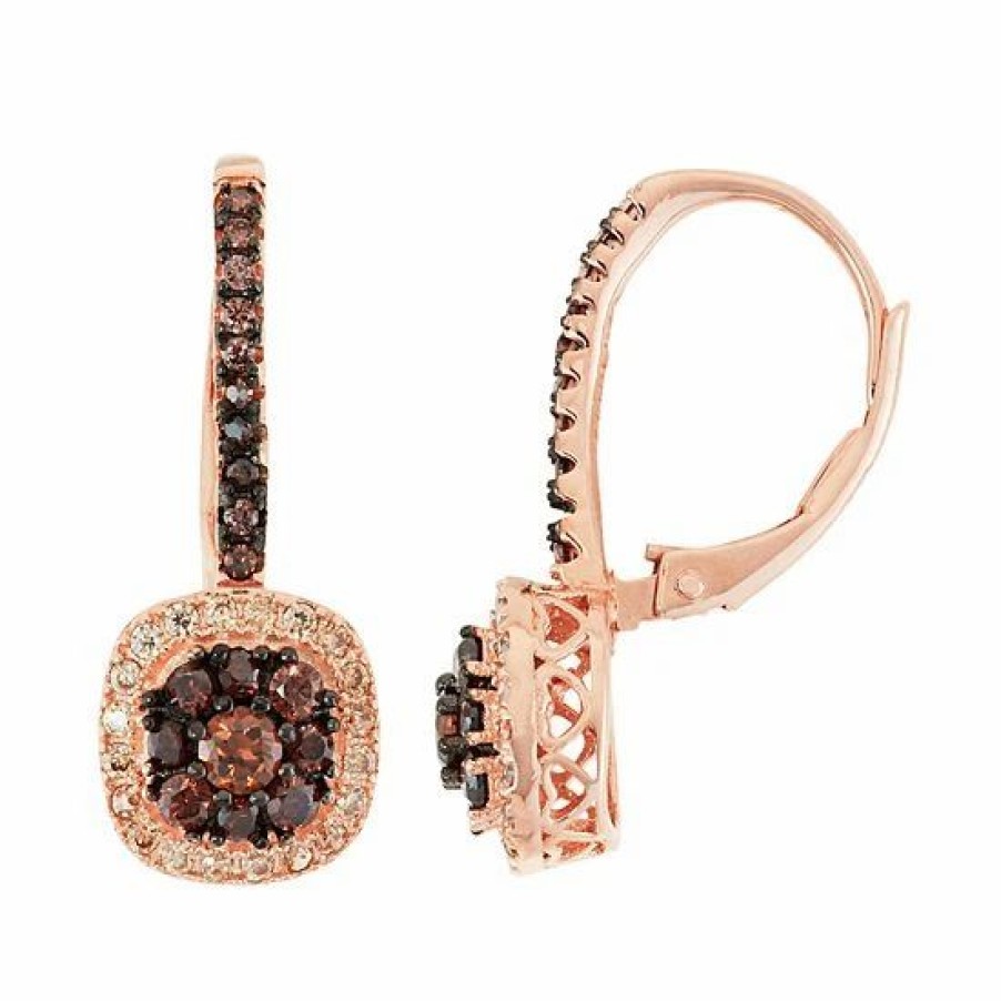 * Designs By Gioelli 14K Rose Gold Over Silver Cubic Zirconia Halo Drop Earrings | Jewelry