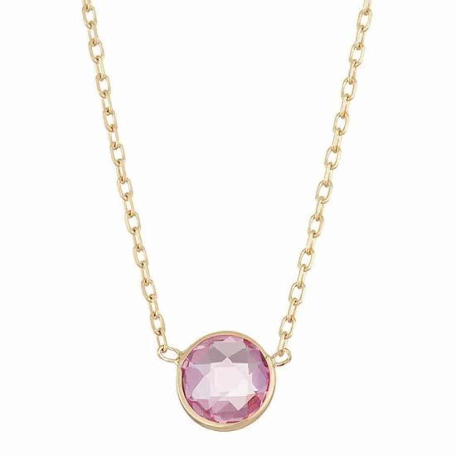 * Designs By Gioelli 10K Gold Lab-Created Pink Sapphire Circle Pendant Necklace | Jewelry