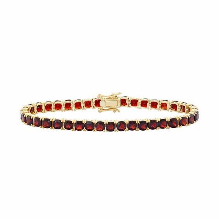 * Designs By Gioelli 14K Gold Over Silver Garnet Tennis Bracelet | Jewelry