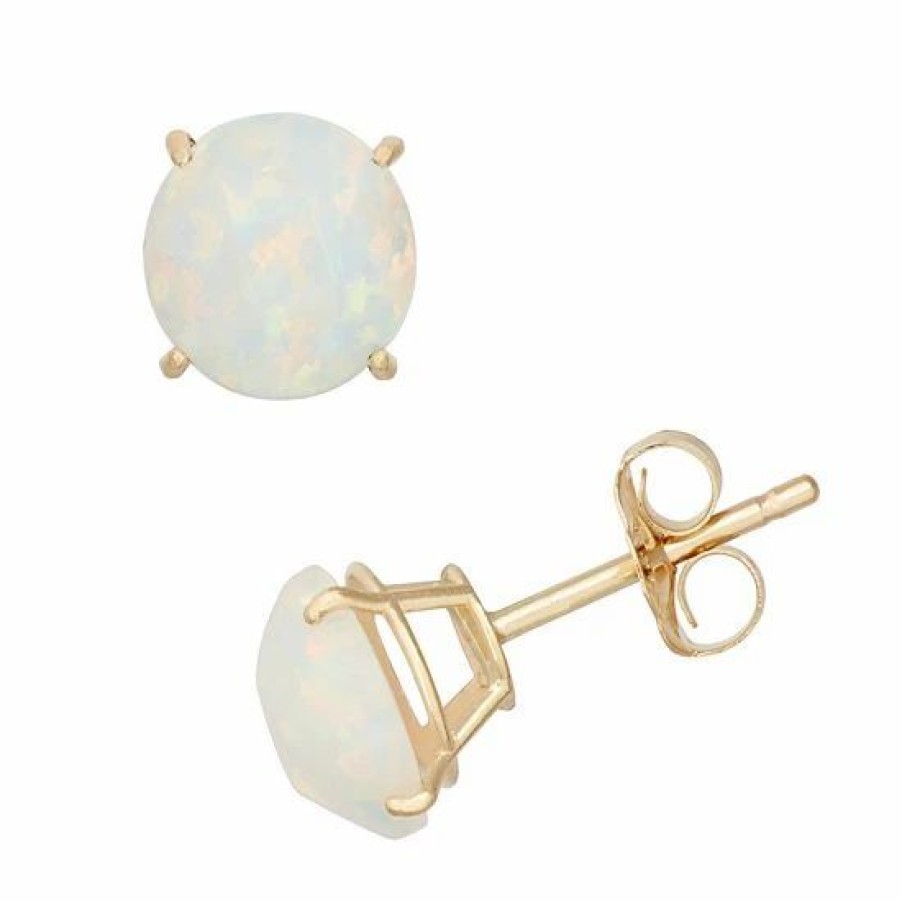 * Designs By Gioelli Lab-Created Opal 10K Gold Stud Earrings | Jewelry