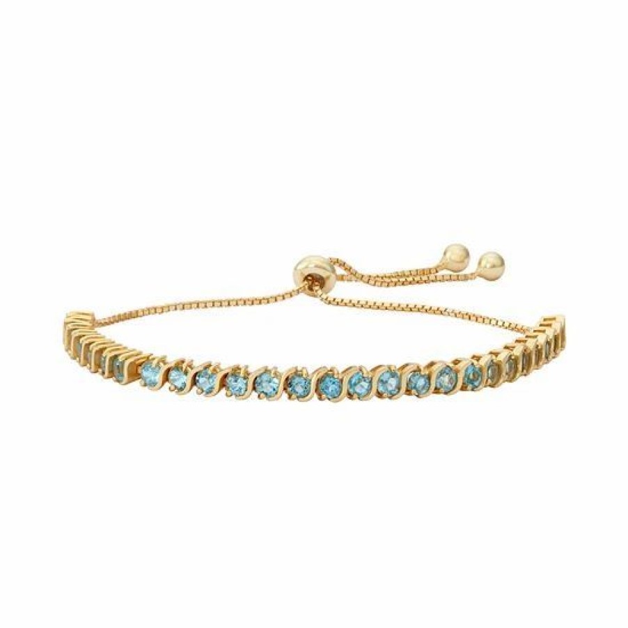 * Designs By Gioelli 14K Gold Over Silver Blue Topaz S-Link Lariat Bracelet | Jewelry