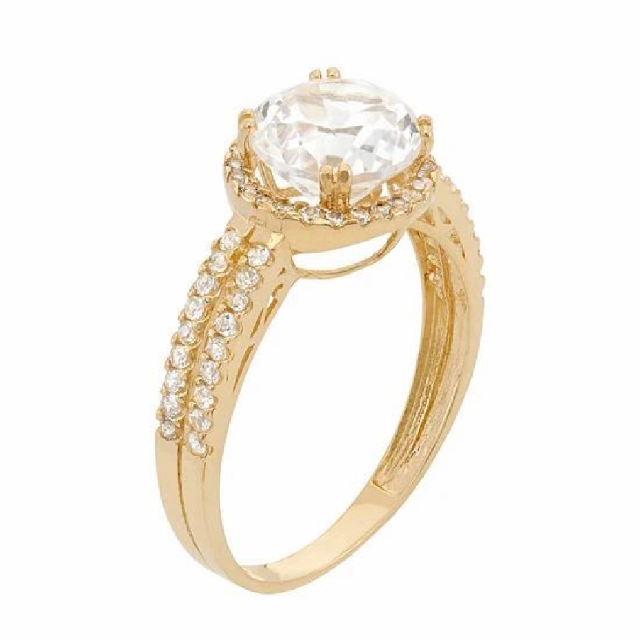 * Designs By Gioelli Cubic Zirconia Halo Engagement Ring In 10K Gold | Jewelry