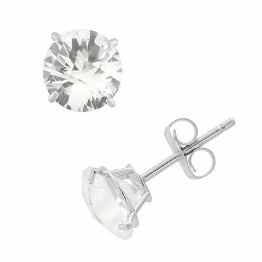 * Designs By Gioelli Lab-Created White Sapphire 10K White Gold Stud Earrings | Jewelry