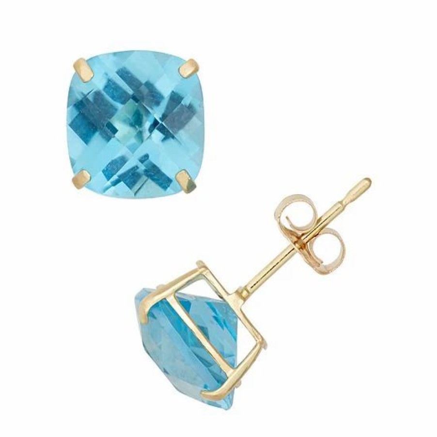 * Designs By Gioelli Lab-Created Aquamarine 10K Gold Stud Earrings | Jewelry