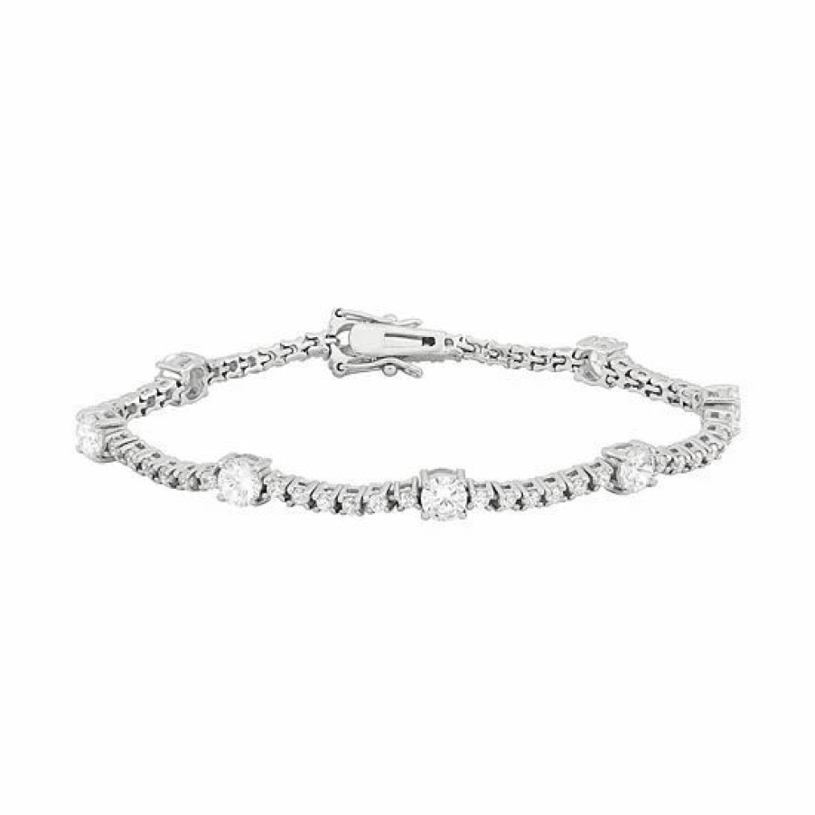 * Designs By Gioelli Cubic Zirconia Sterling Silver Station Tennis Bracelet | Jewelry