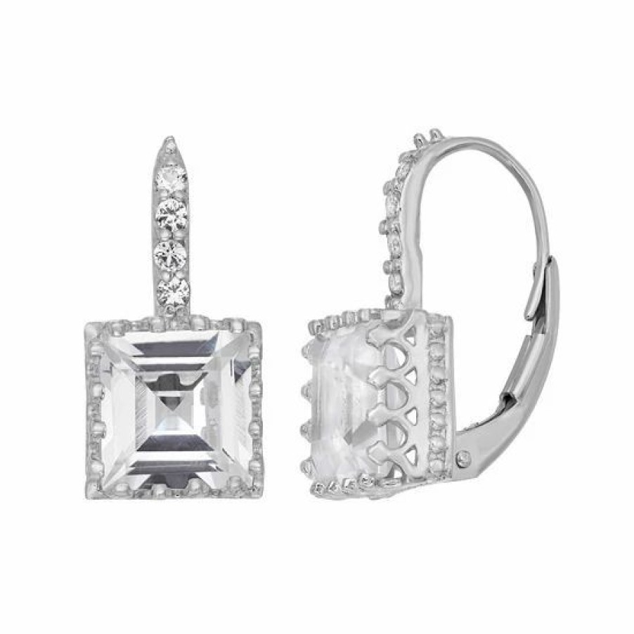 * Designs By Gioelli Lab-Created White Sapphire Sterling Silver Crown Drop Earrings | Jewelry