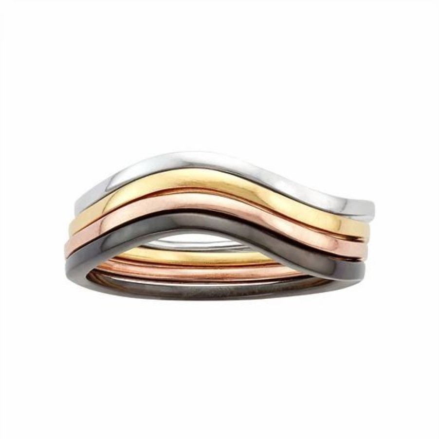 * Designs By Gioelli Multi Tone Sterling Silver Swirl Stack Ring Set | Jewelry