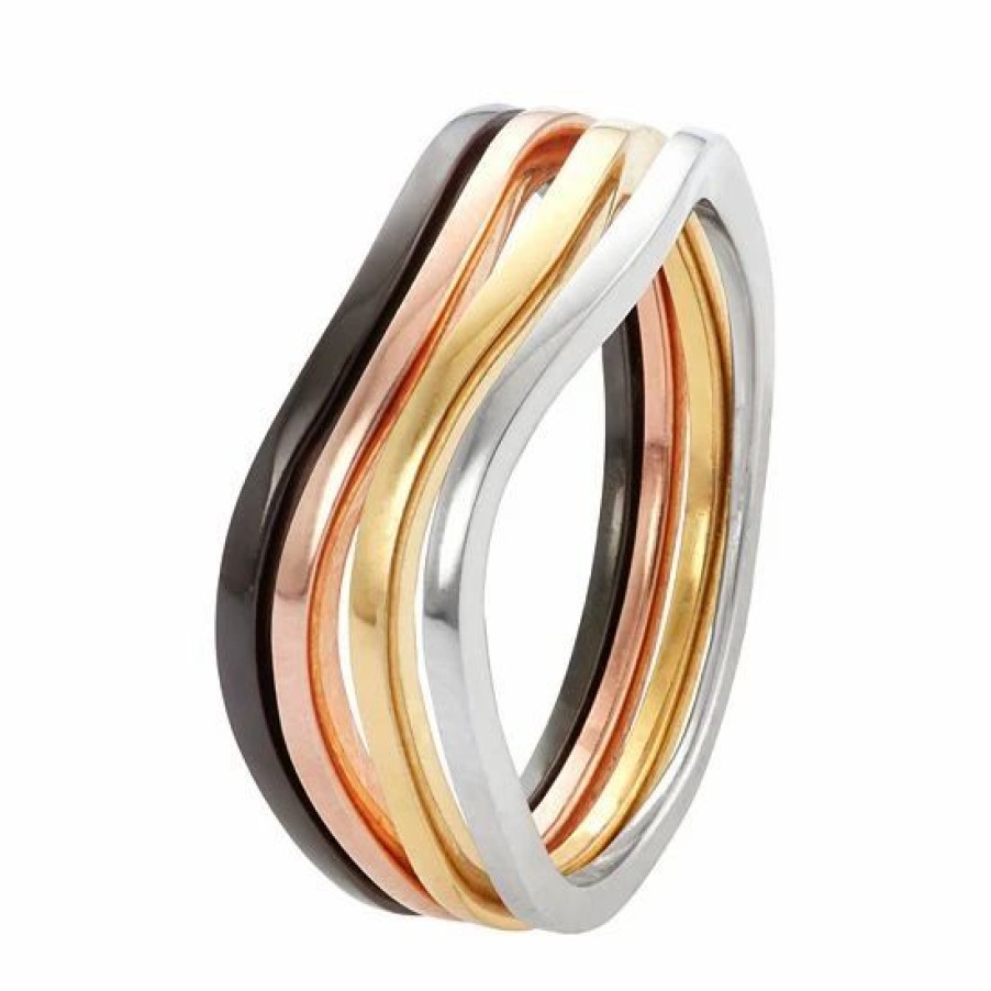 * Designs By Gioelli Multi Tone Sterling Silver Swirl Stack Ring Set | Jewelry