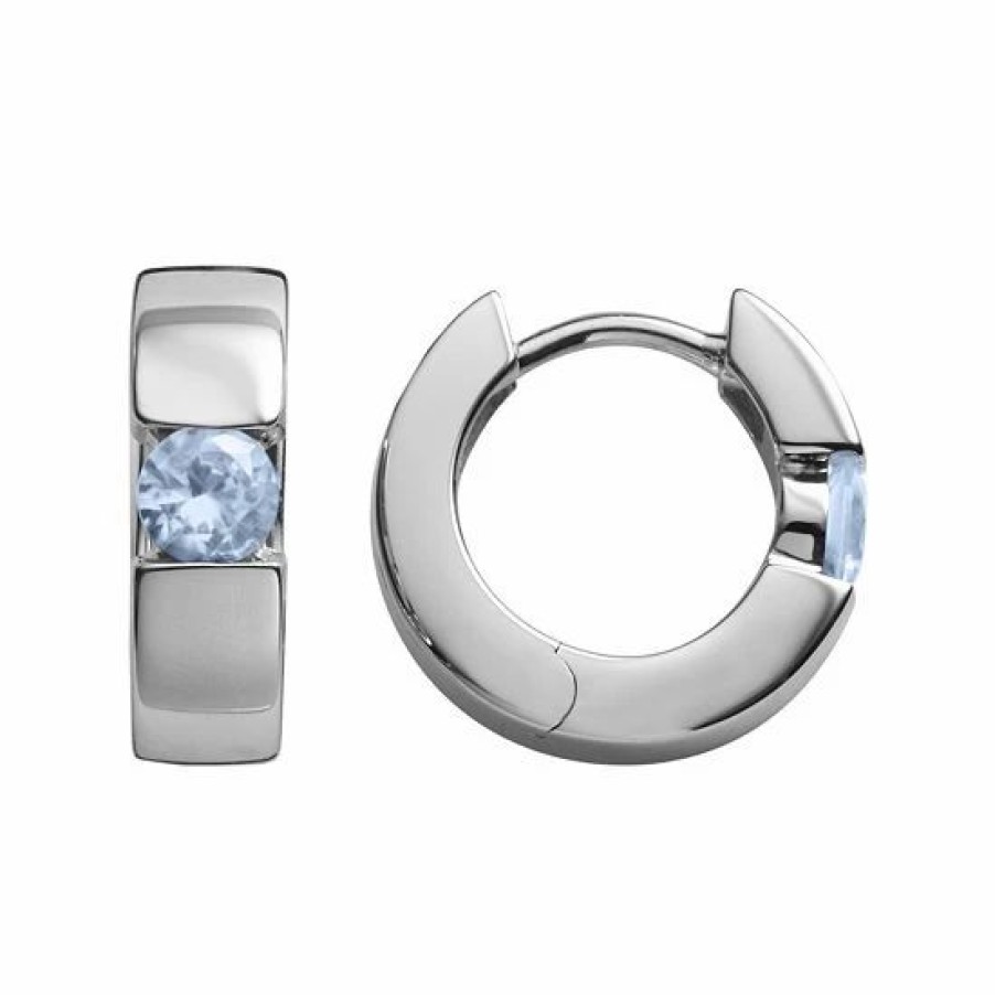 * Designs By Gioelli Sterling Silver Lab-Created Aquamarine Hoop Earrings | Jewelry