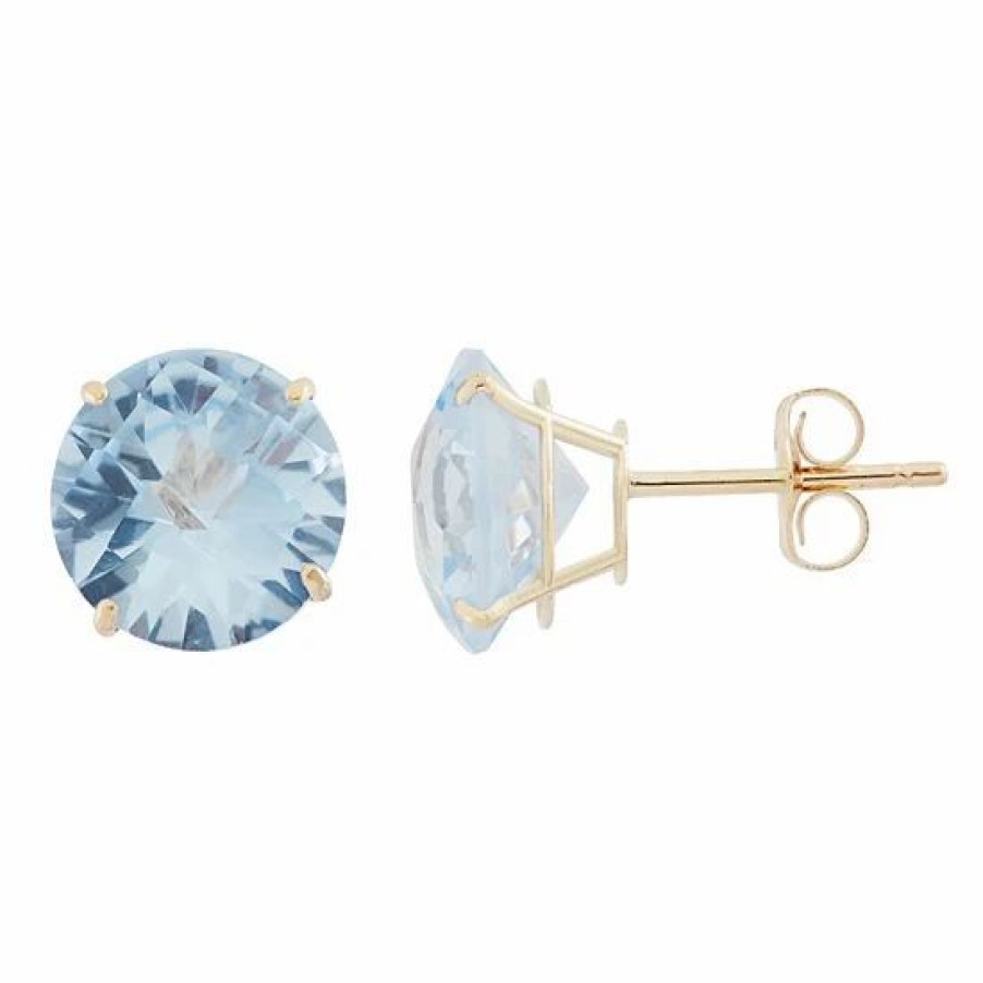 * Designs By Gioelli Lab-Created Aquamarine 10K Gold Stud Earrings | Jewelry