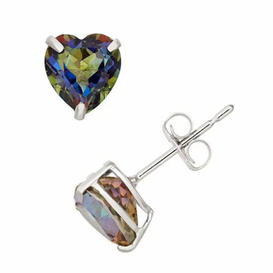 * Designs By Gioelli Mystic Topaz 10K White Gold Heart Stud Earrings | Jewelry