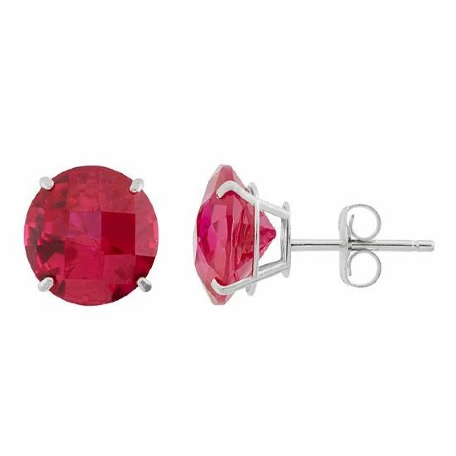 * Designs By Gioelli Lab-Created Ruby 10K White Gold Stud Earrings | Jewelry