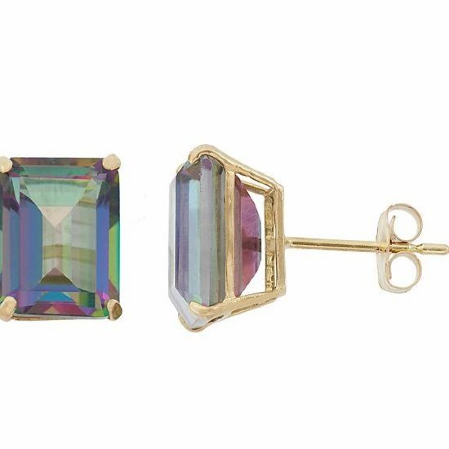 * Designs By Gioelli 10K Gold Mystic Topaz Emerald Cut Solitaire Stud Earrings | Jewelry