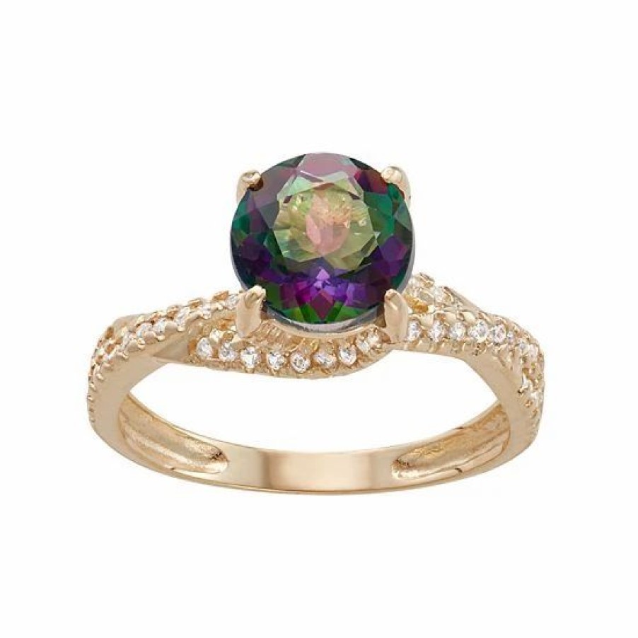 * Designs By Gioelli 10K Gold Mystic Topaz & Lab-Created White Sapphire Crisscross Ring | Jewelry