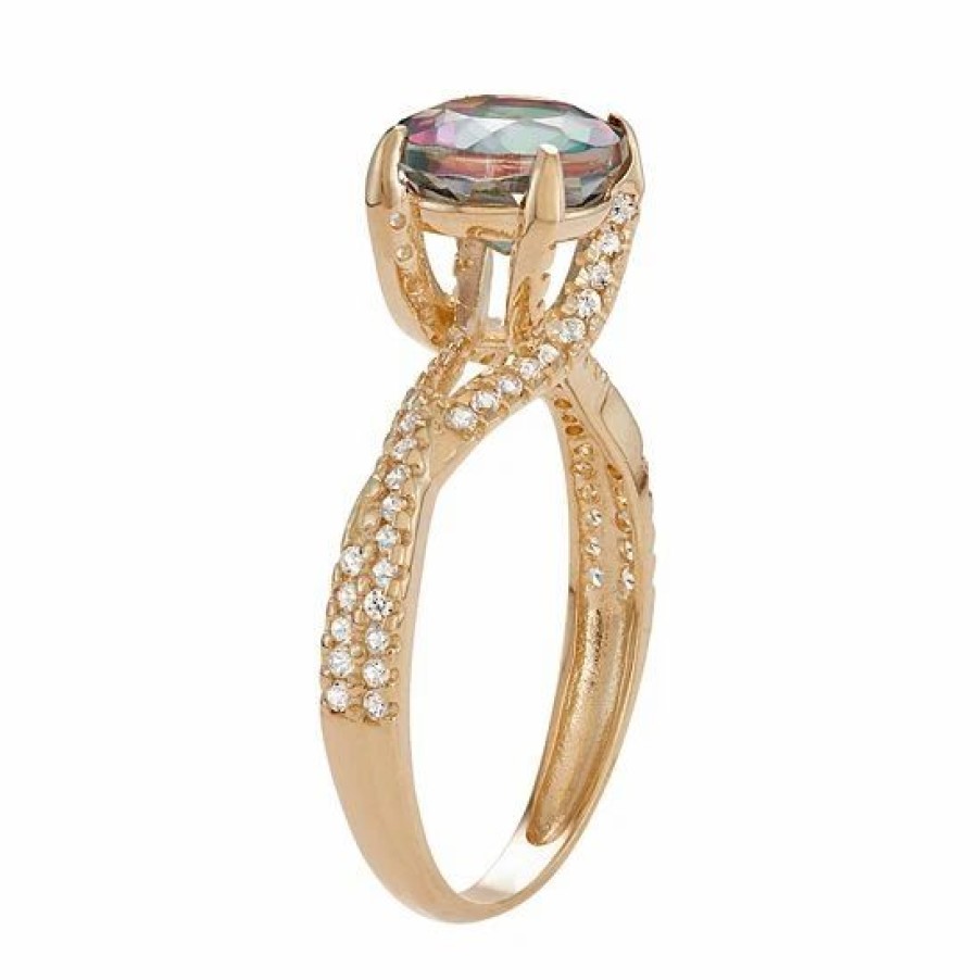 * Designs By Gioelli 10K Gold Mystic Topaz & Lab-Created White Sapphire Crisscross Ring | Jewelry