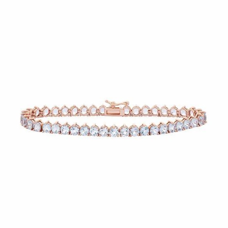 * Designs By Gioelli 14K Rose Gold Over Silver Lab-Created Aquamarine Tennis Bracelet | Jewelry