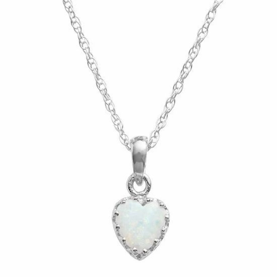 * Designs By Gioelli Sterling Silver Lab-Created Opal Heart Crown Pendant | Jewelry