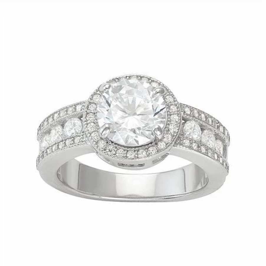 * Designs By Gioelli Sterling Silver Cubic Zirconia Halo Ring | Jewelry