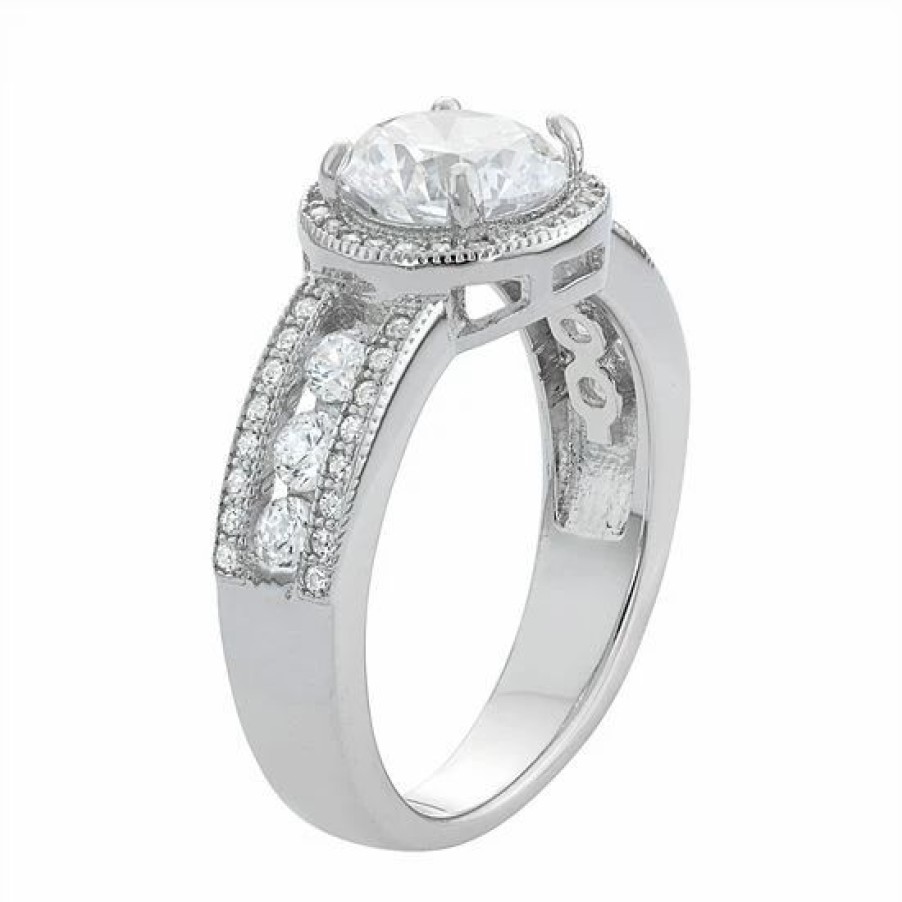 * Designs By Gioelli Sterling Silver Cubic Zirconia Halo Ring | Jewelry