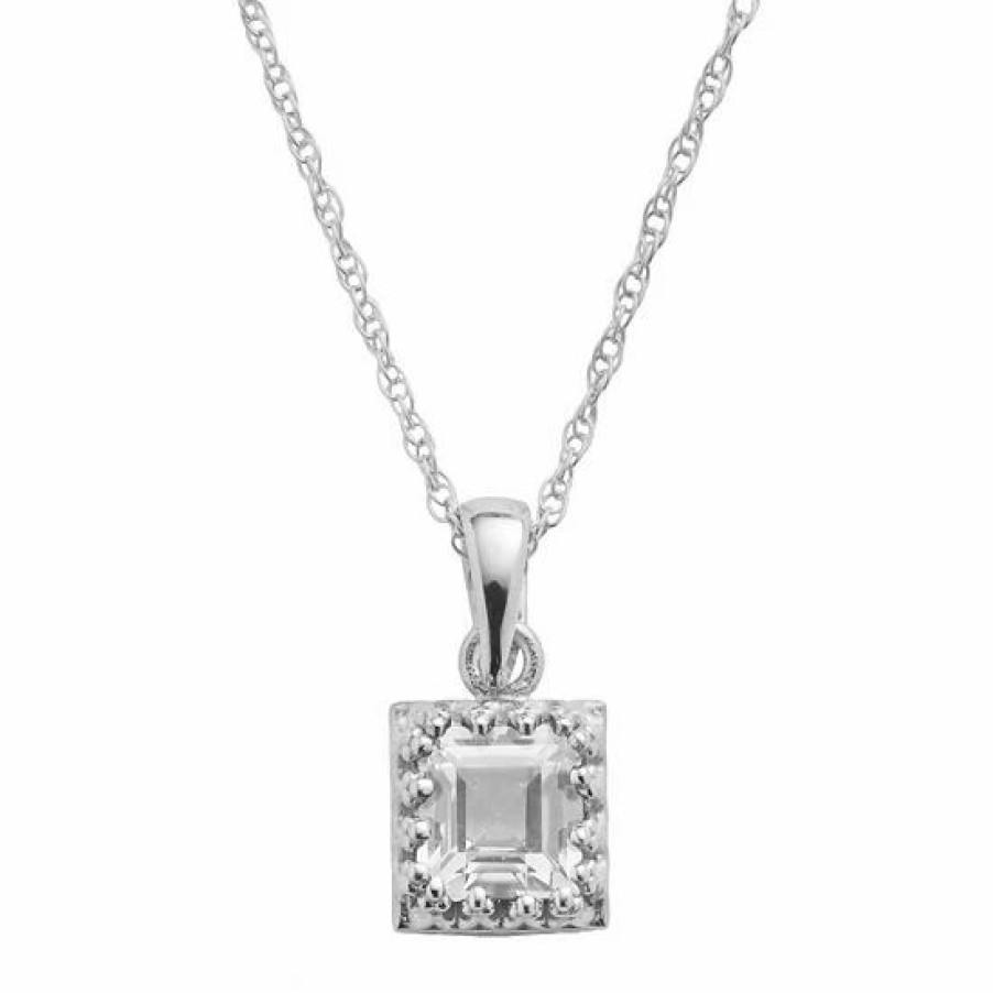 * Designs By Gioelli Sterling Silver Lab-Created White Sapphire Square Pendant | Jewelry