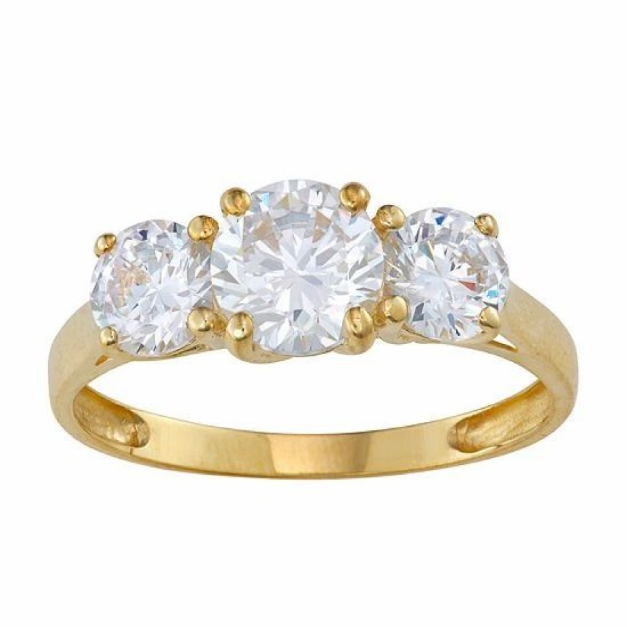 * Designs By Gioelli 10K Gold Cubic Zirconia 3-Stone Ring | Jewelry