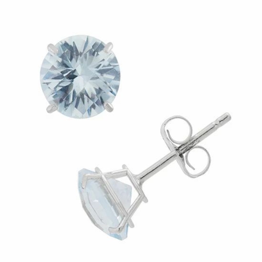 * Designs By Gioelli Lab-Created Aquamarine 10K White Gold Stud Earrings | Jewelry